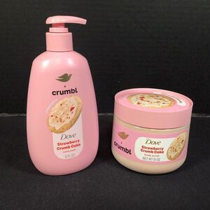 Dove x Crumbl Cookie Hand Wash Soap & Body Scrub Set Strawberry Crumb Cake New